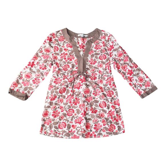 Boden Fall Festive Floral & Leaf Print V Neck 3/4 Sleeve Tie Waist Tunic Shirt - Picture 1 of 7